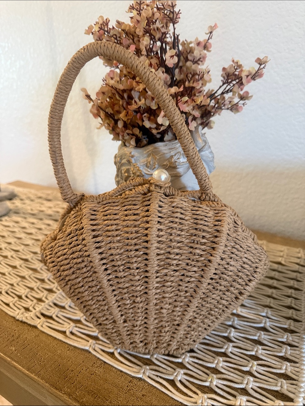 Coastal Pearl Woven Handbag - Picture 2 of 5